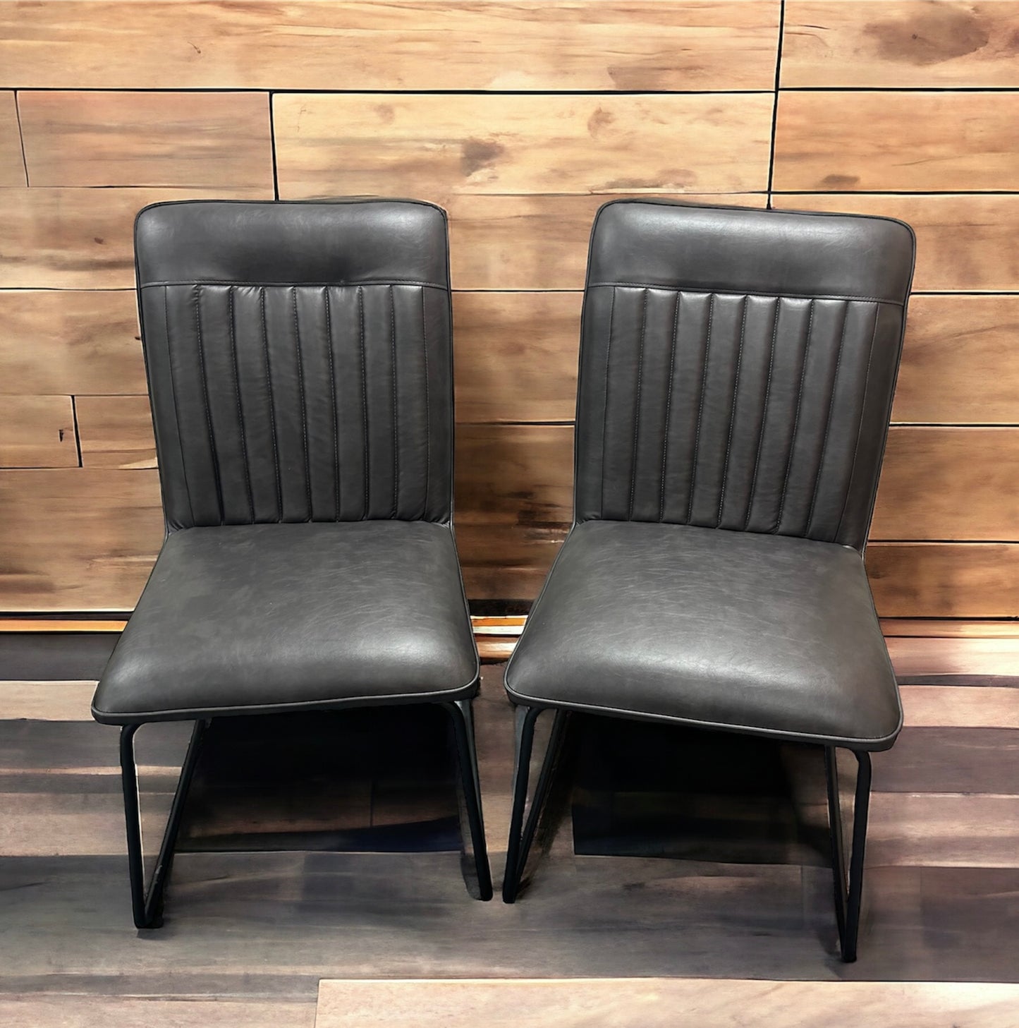 Industrial PU Leather Dining Chairs - Grey (Set Of 4)