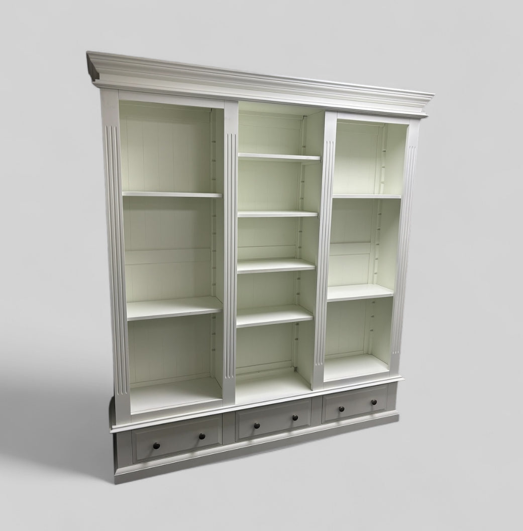 White Grand Bookcase With Drawers