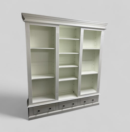 White Grand Bookcase With Drawers