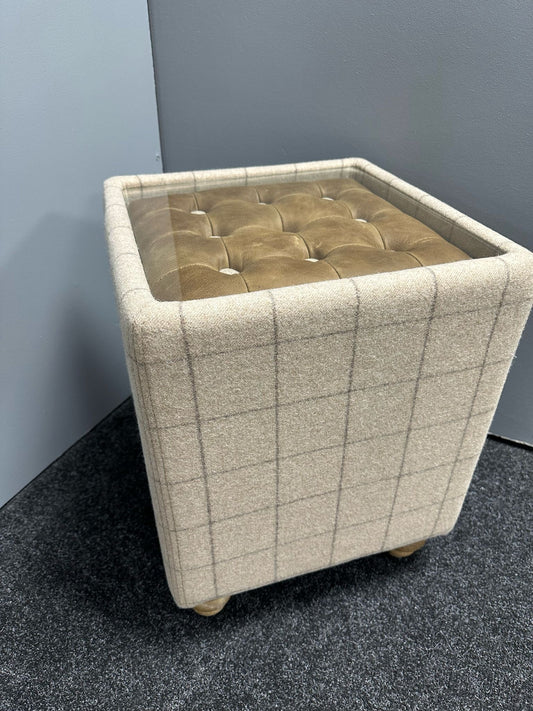 Neutral Side Table With Glass Top
