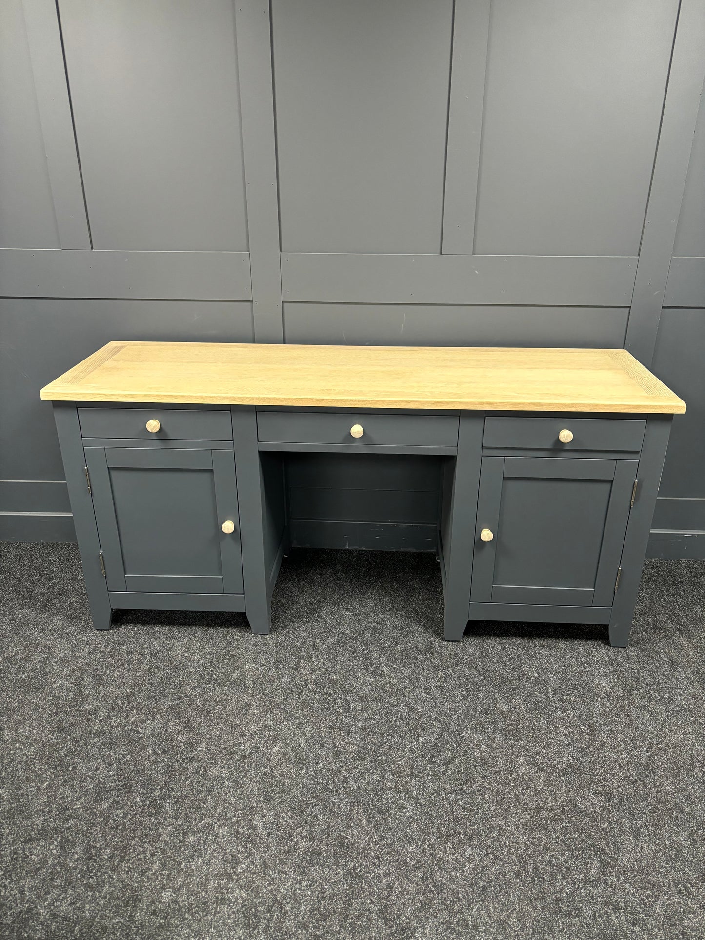 Charcoal Double Pedestal Desk