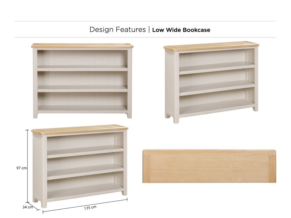 Windermere Painted Wide Low Bookcase