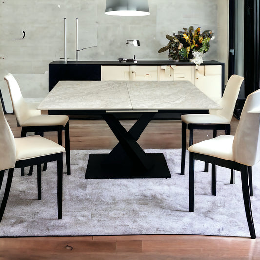 RENATO Ceramic Pearla Grey 140/180 - EXT Gloss Dining Table