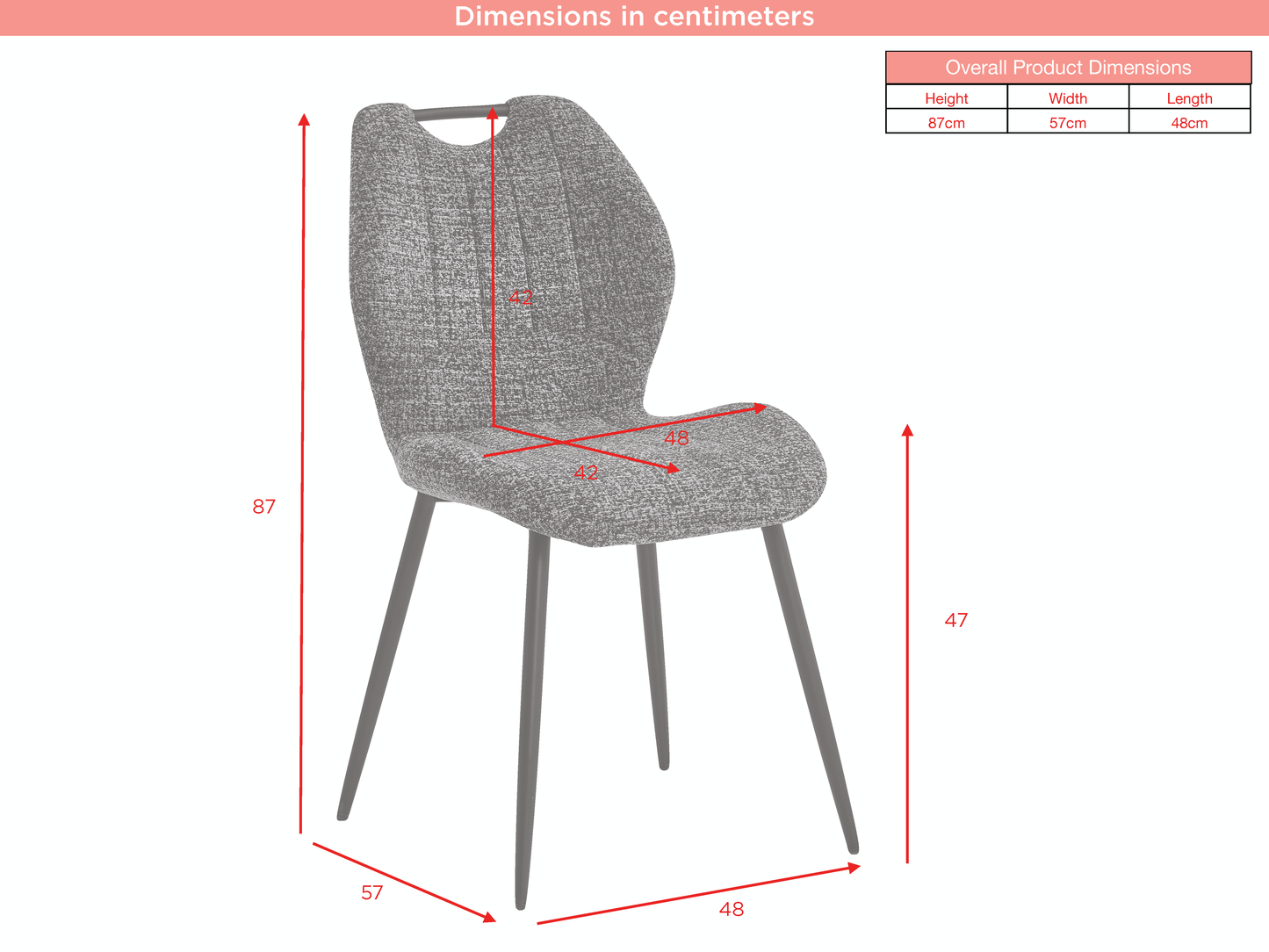 Turin Dining Chair PAIR - Light or Dark Grey