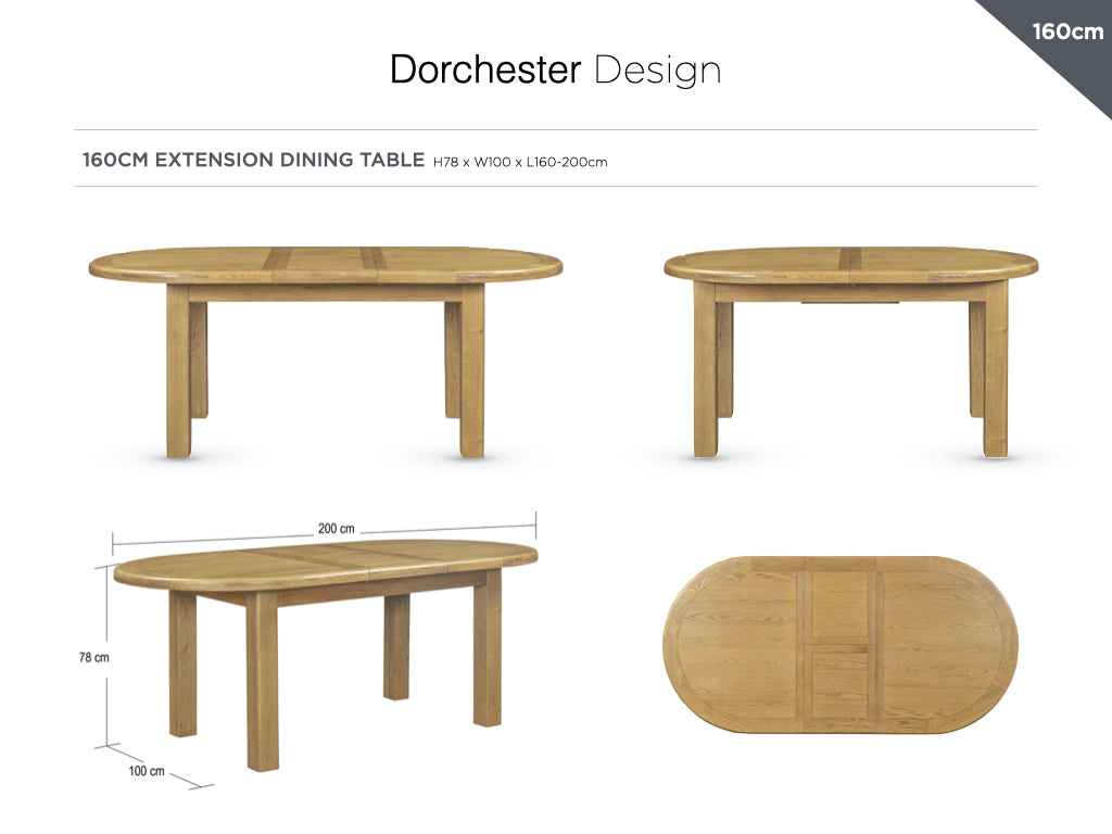 Dorchester Oak 160-200 Oval Extension Table