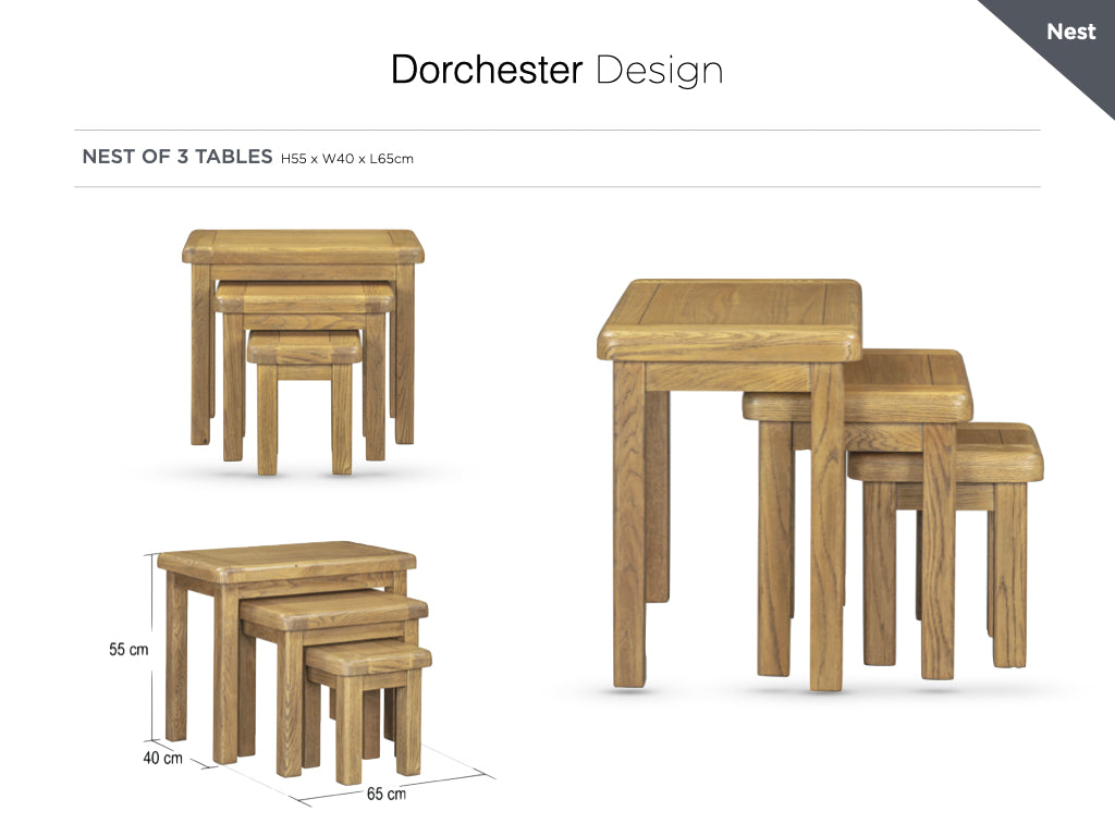 Dorchester Oak Nest of 3 Tables