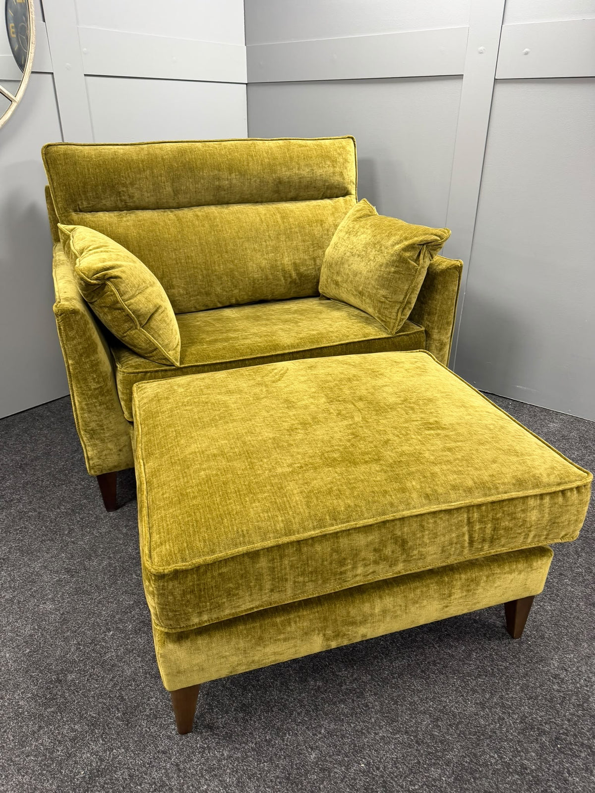 Olive Green Snuggle Chair & Footstool