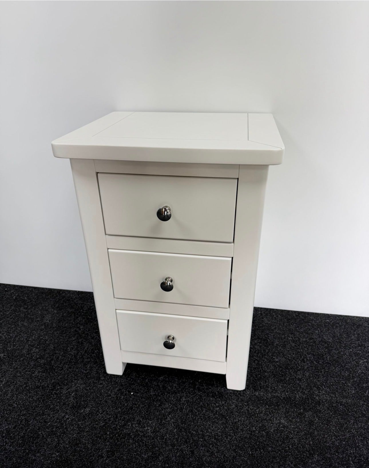 White 3 Drawer Bedside Table