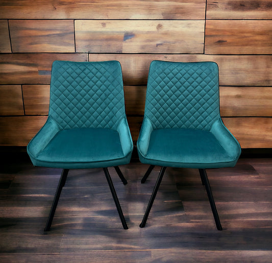 Jager Velvet Dining Chairs - Turquoise (Pair)