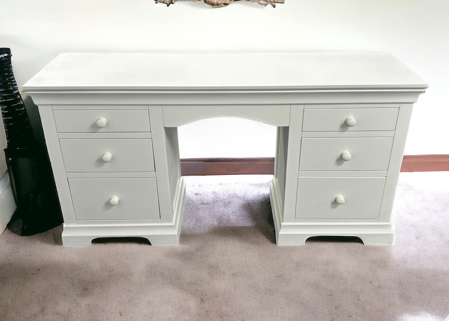 White Double Pedestal Desk