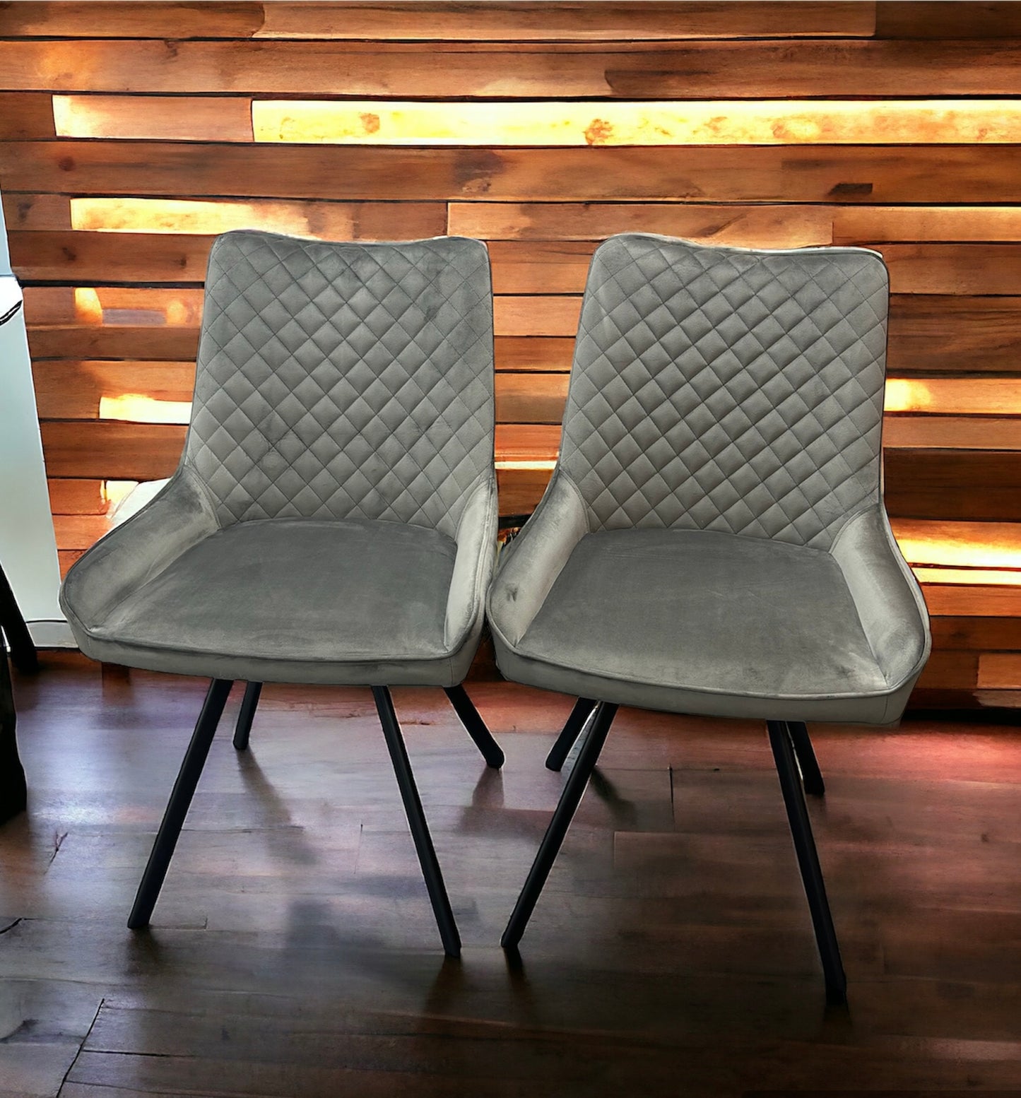 Jager Velvet Dining Chairs - Light Grey (Pair)