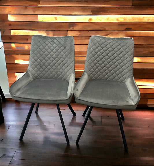 Jager Velvet Dining Chairs - Light Grey (Pair)