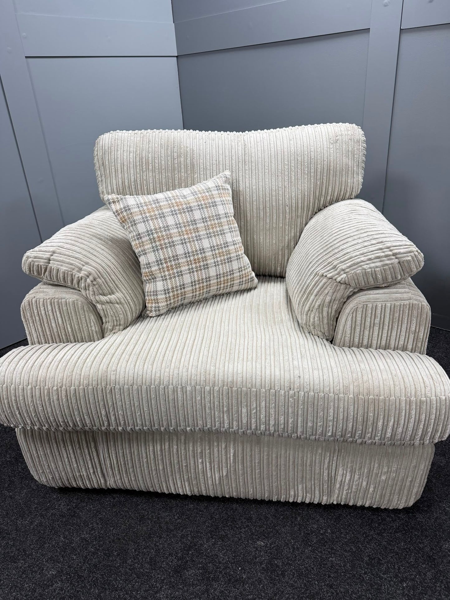 Mink Corded 2 On 1 RHF Corner Sofa & Arm Chair Set
