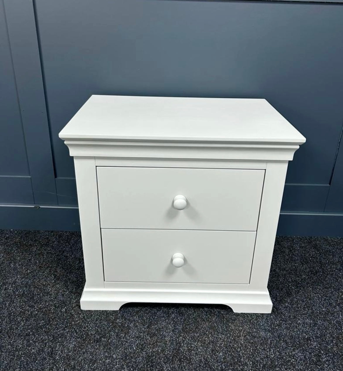 Grey 2 Drawer Jumbo Bedside Table