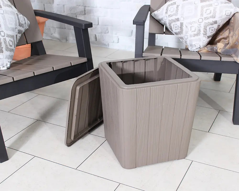 Relax 3pcs Bistro Set - Slatted Wood Grain effect - 2 Arm chairs & 1 Coffee Table For The Home Interiors