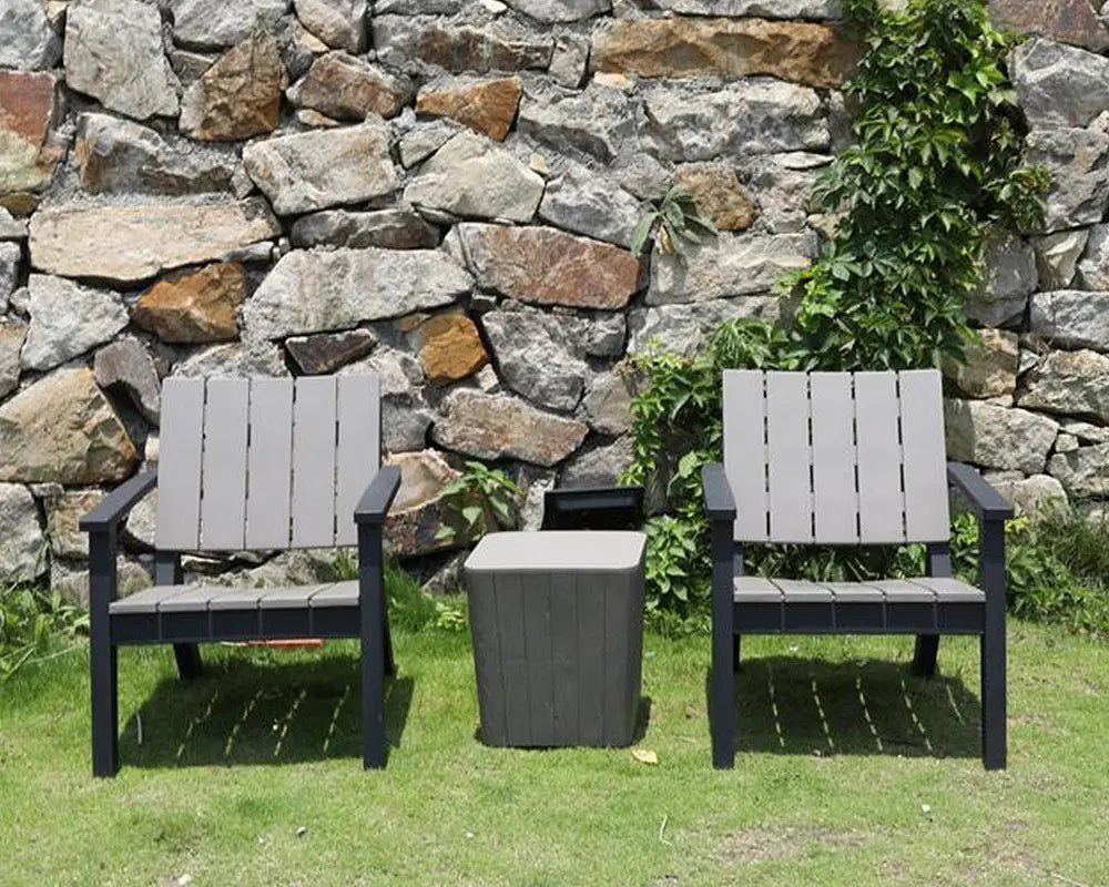 Relax 3pcs Bistro Set - Slatted Wood Grain effect - 2 Arm chairs & 1 Coffee Table For The Home Interiors
