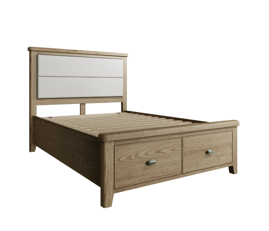 Clearance Superking Oak Bedframe With Drawer Storage