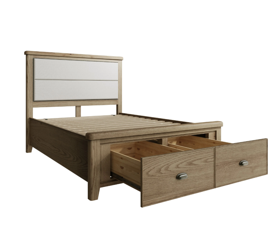 Clearance Superking Oak Bedframe With Drawer Storage