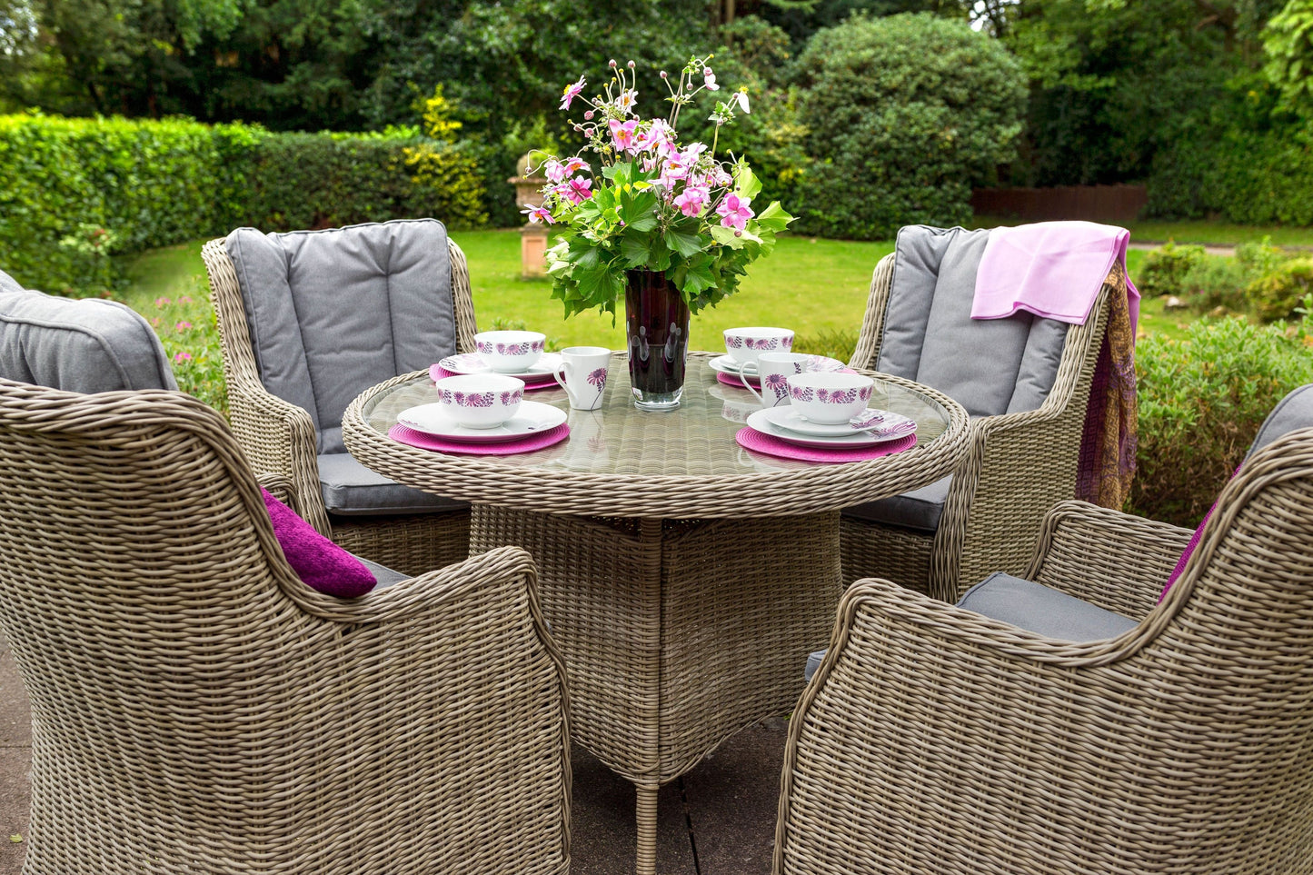 Wentworth 4 Seater Bistro Set With High Back Chairs For The Home Interiors
