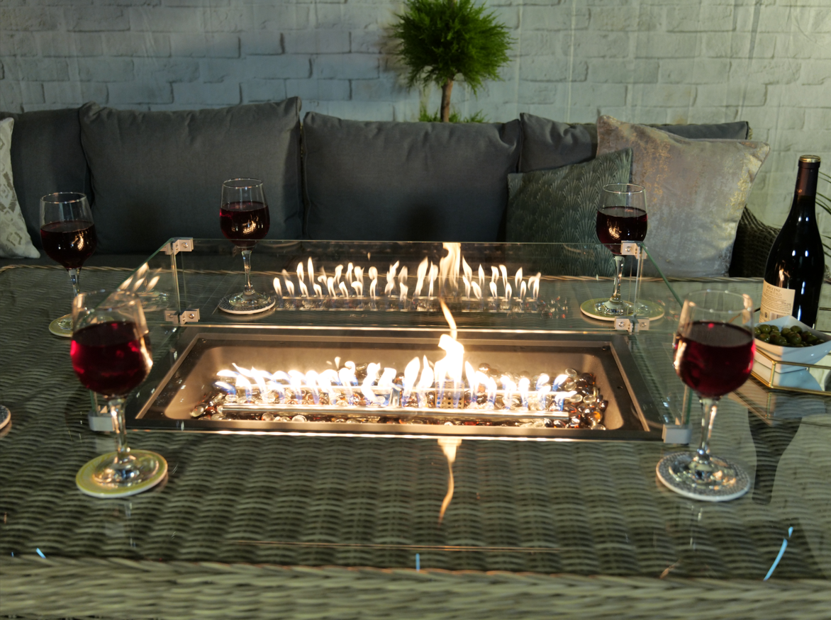 Wentworth 7Pc Deluxe Modular Corner Dining Set w/ 170 x 100cm Firepit Table For The Home Interiors
