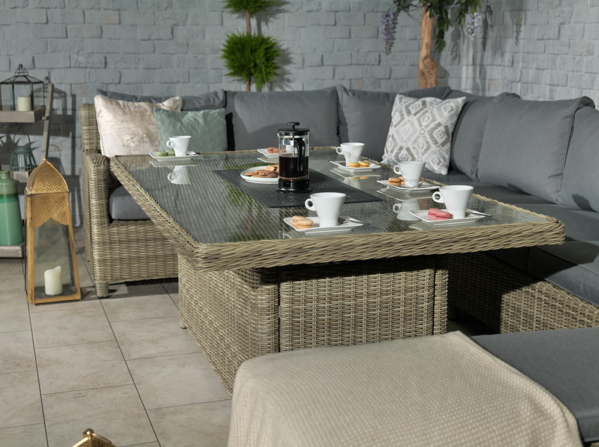 Wentworth 7Pc Deluxe Modular Corner Dining Set w/ 170 x 100cm Firepit Table For The Home Interiors