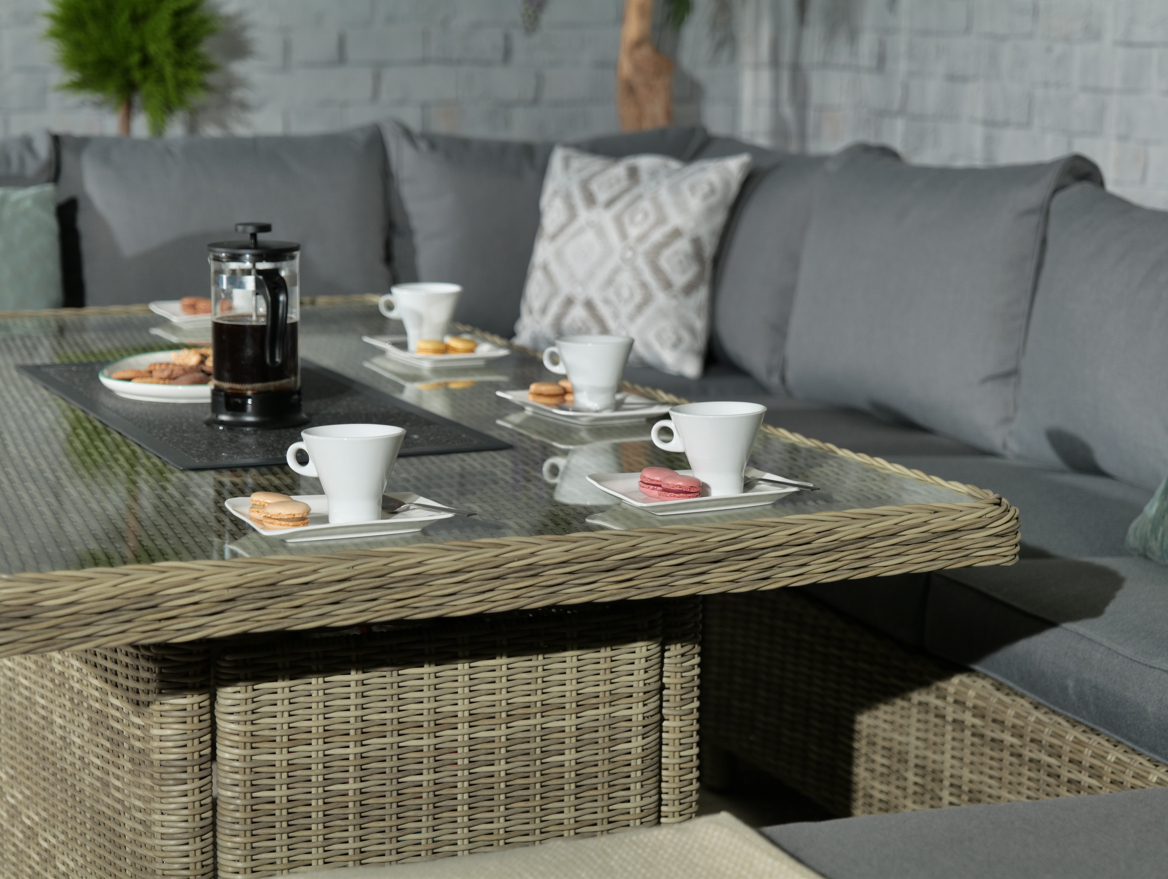 Wentworth 7Pc Deluxe Modular Corner Dining Set w/ 170 x 100cm Firepit Table For The Home Interiors