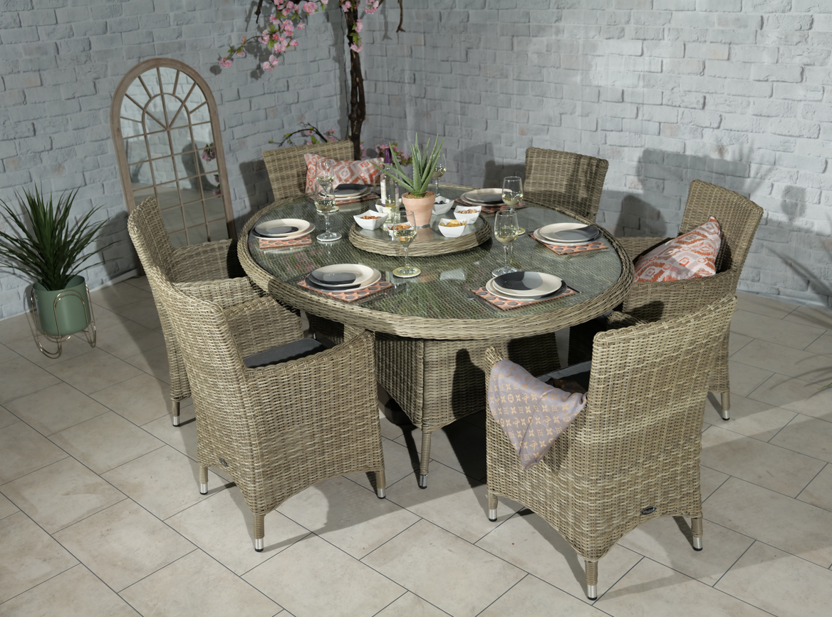 Wentworth Natural Rattan 6 Seater Ellipse Carver Dining Set For The Home Interiors