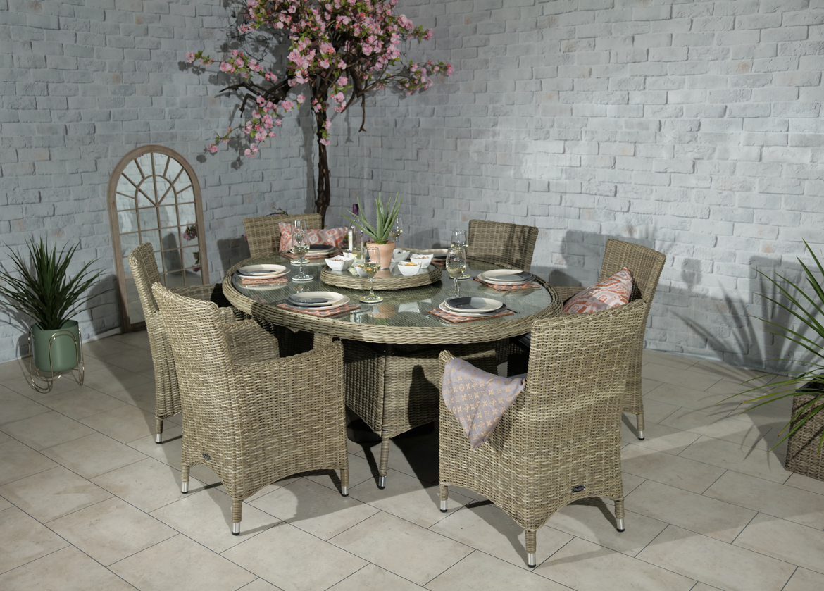 Wentworth Natural Rattan 6 Seater Ellipse Carver Dining Set For The Home Interiors