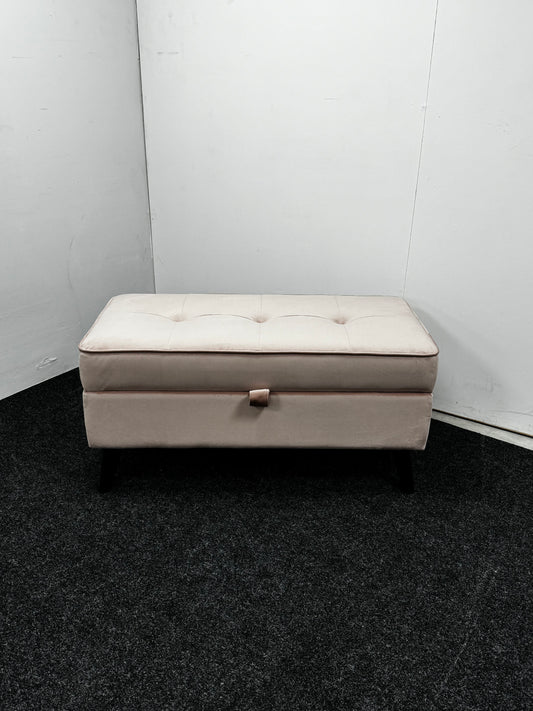 Plush Pink Storage Footstool