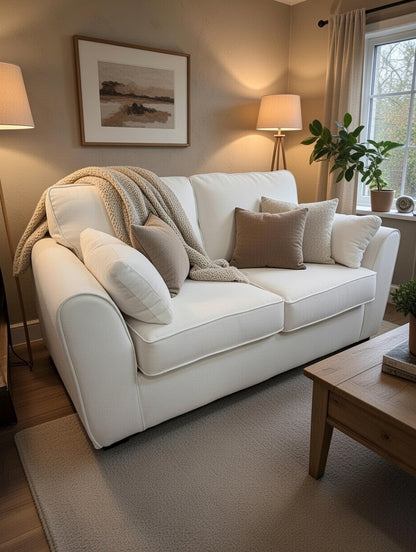 Roma Cream 2 Seater Sofa Bed