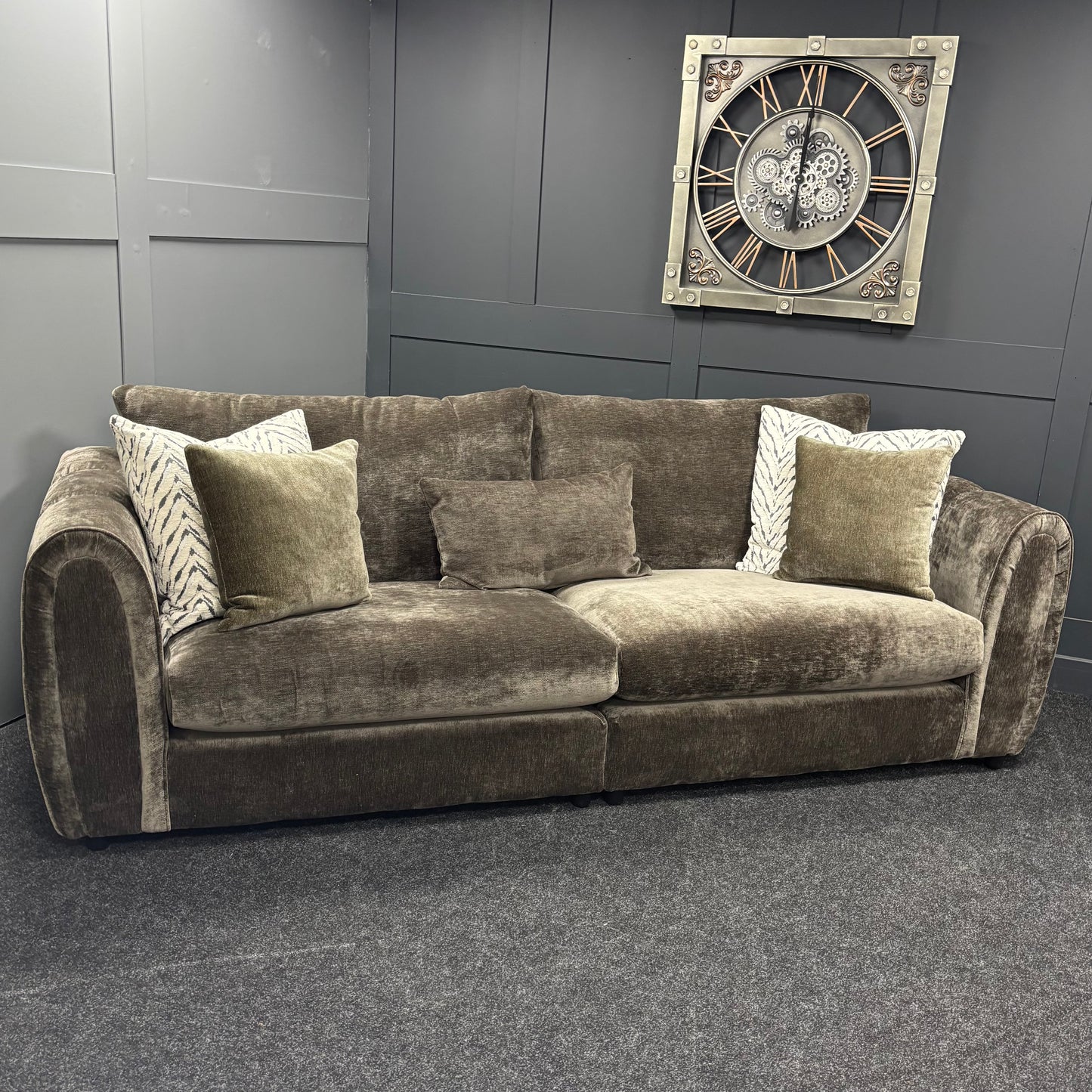 Dark Mink 4 Seater Sofa & Swivel Chair Set