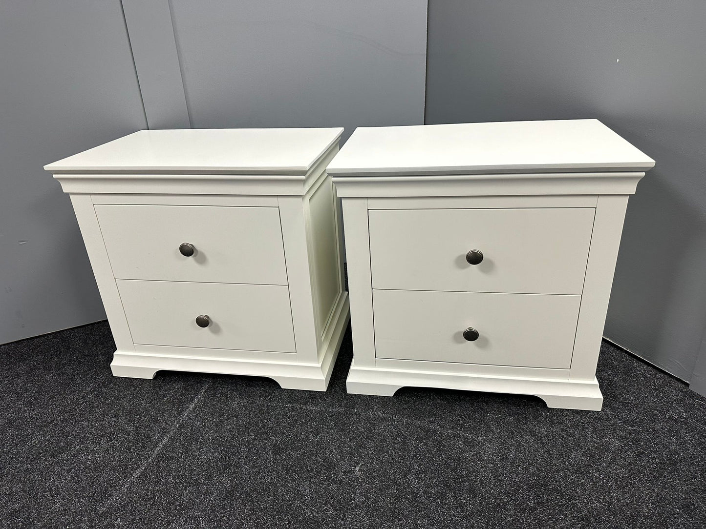 Pair of White Jumbo Bedsides