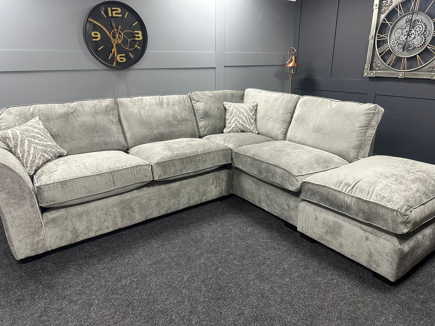 Grey 2 on 1 RHF Chaise Corner Sofa