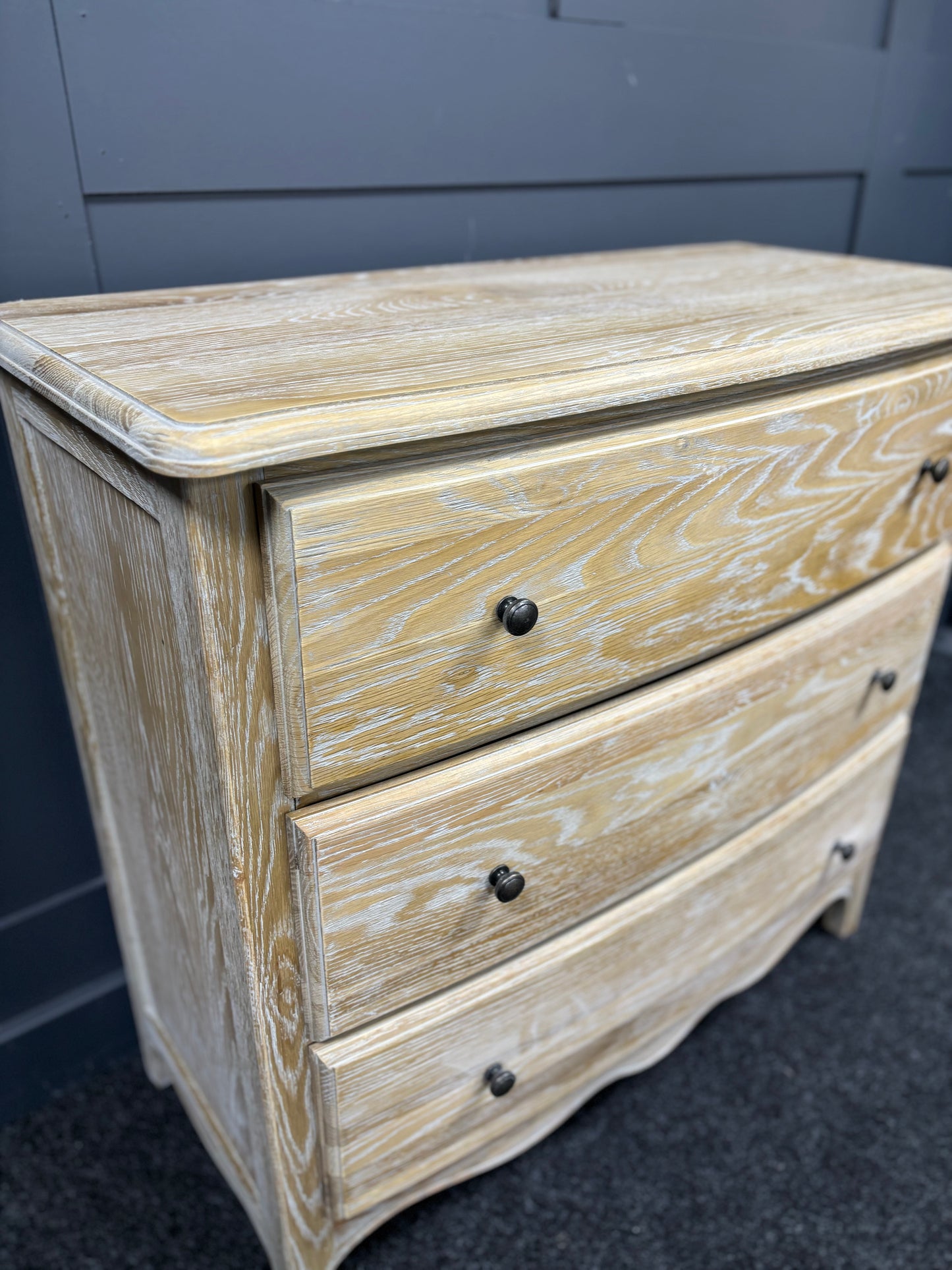 Oak Limewash 3 Drawer Chest