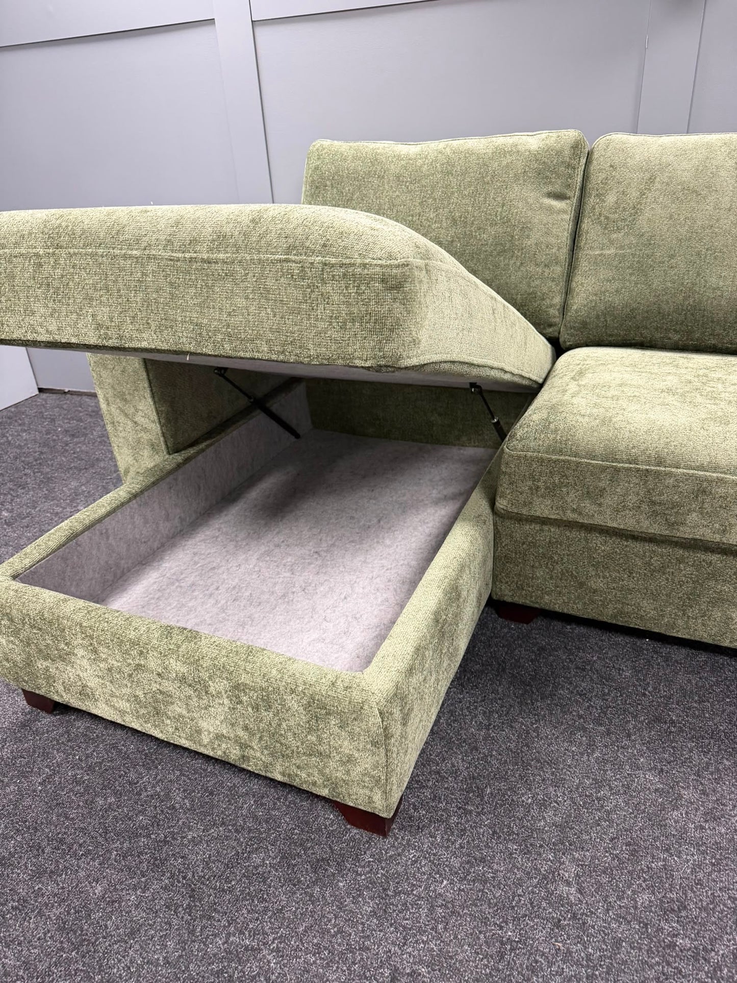 Forest Green LHF Full Storage Chaise