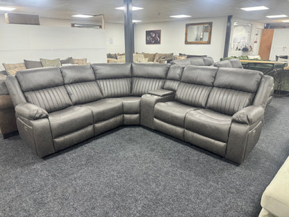 Grey Leather 2 On 2 Electric Recliner Corner Sofa