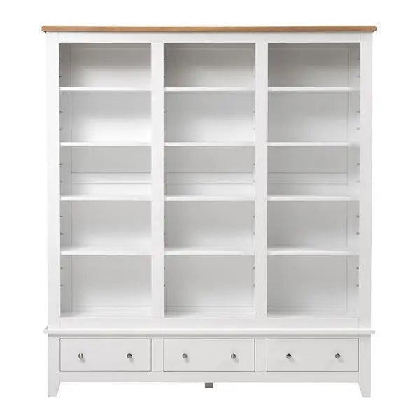 White Grand Bookcase With Oak Top