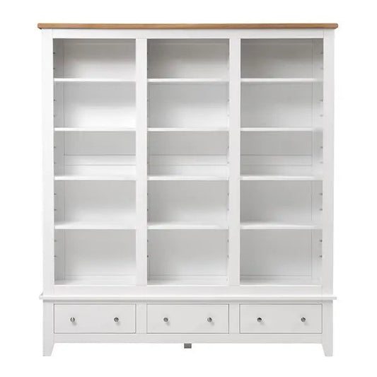 White Grand Bookcase With Oak Top