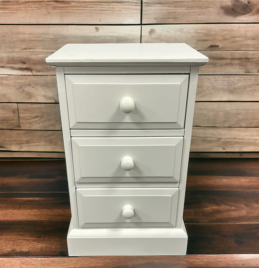 White  Slim 3 Drawer Bedside