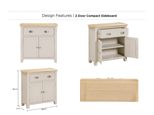 Windermere Painted 1 Drawer 2 Door Compact Sideboard
