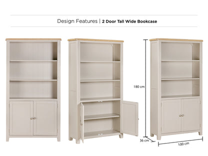 Windermere Painted 2 Door Tall Wide Bookcase