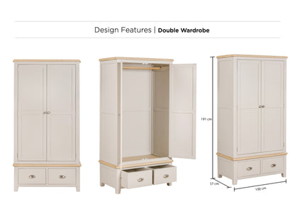 Windermere Painted Double Wardrobe with 2 Drawers