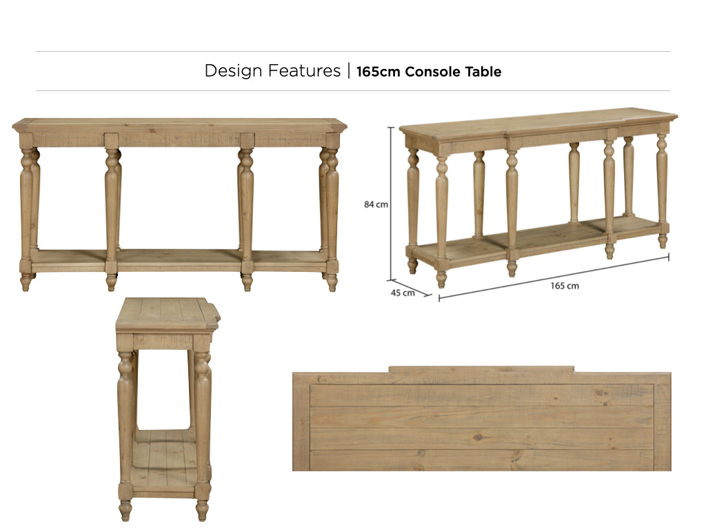 Chateau Rustic 165cm Console Table