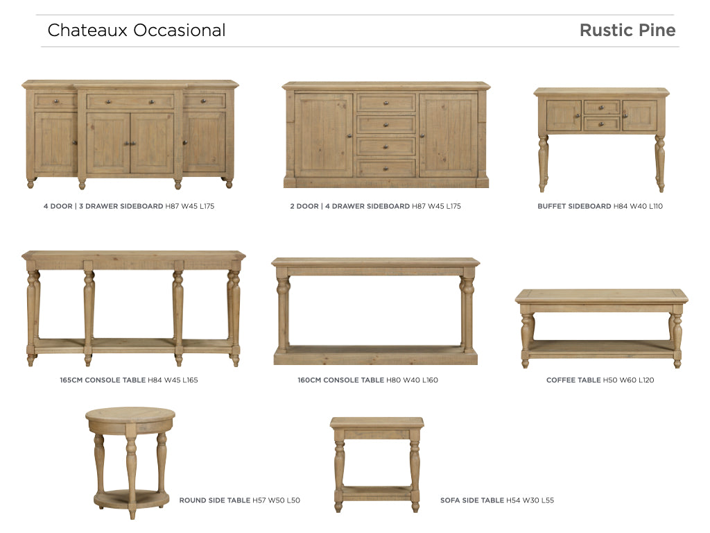 Chateau Rustic 4 Door 3 Drawer Sideboard