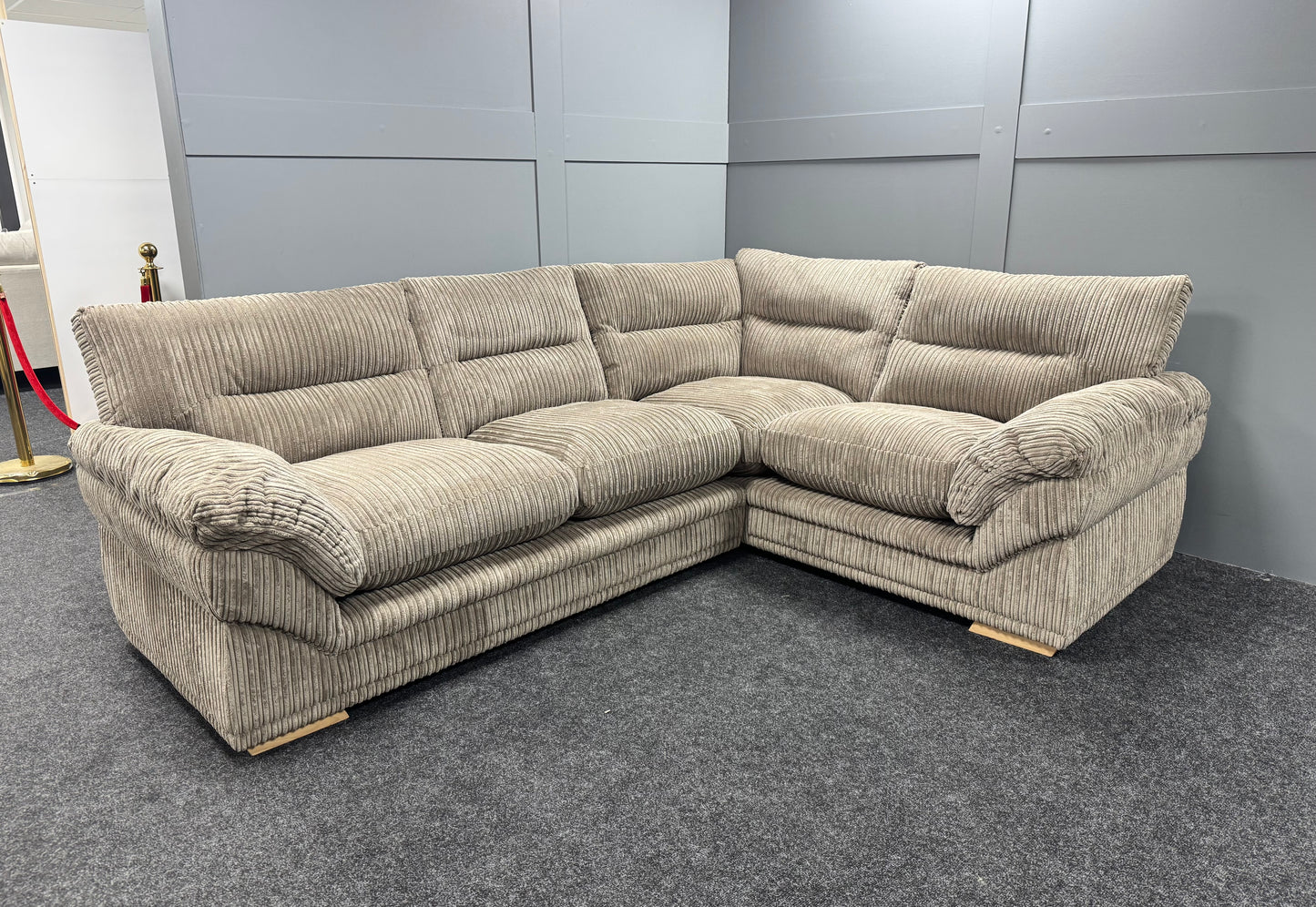 Mink Corded RHF 2 On 1 Corner Sofa