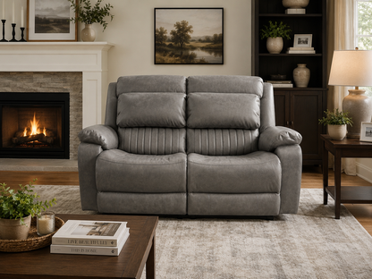 Grey Leather 3&2 Electric Recliner Sofa Set
