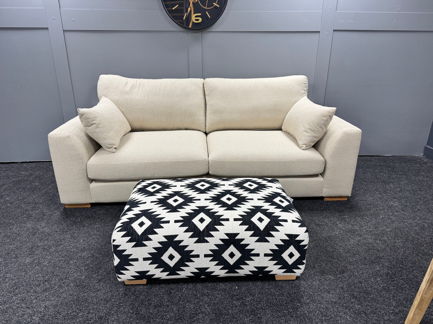 Ivory 3 Seater & Footstool Set