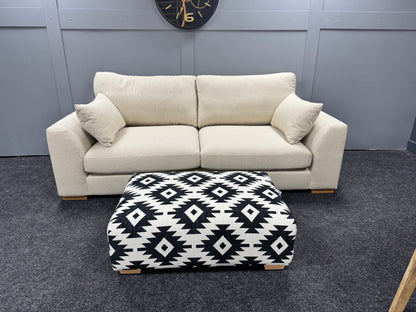 Ivory 3 Seater & Footstool Set