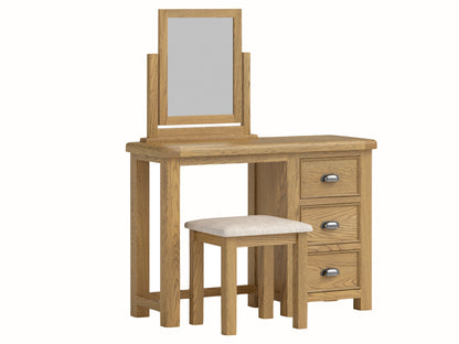 Dorchester Oak Dressing Table, Stool & Vanity Mirror