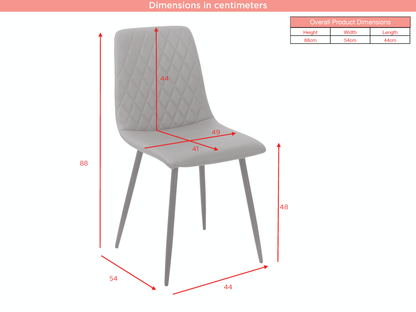 Argenta Dining Chair PAIR - Light or Dark Grey